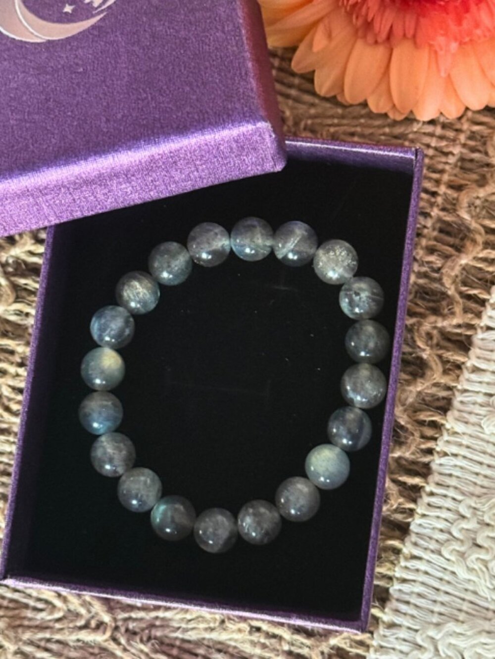 Labradorite 8mm Gemstone Stretch Beaded Bracelet Reiki Jewelry - Picture 9 of 12